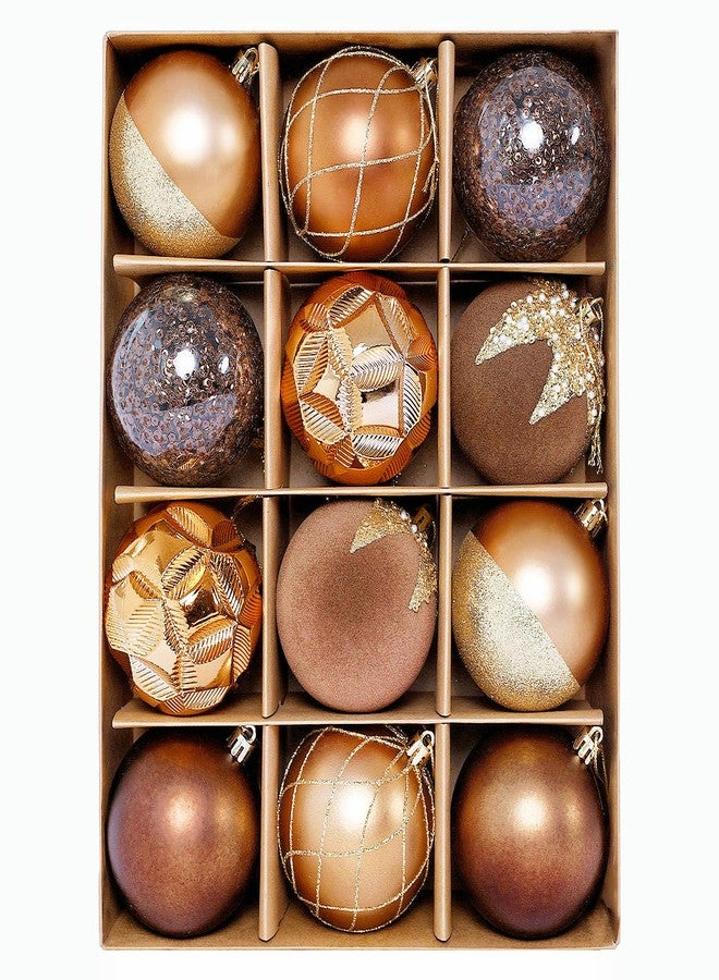HipTree Christmas Tree Ornaments Decorations Set-12ct 3.14 Inch Copper Gold Velvet Ornaments for Christmas Tree Shatterproof Hanging Ball Ornament Bulk,Xmas Tree Tabletop Decorations for Holiday Decor - Image 1